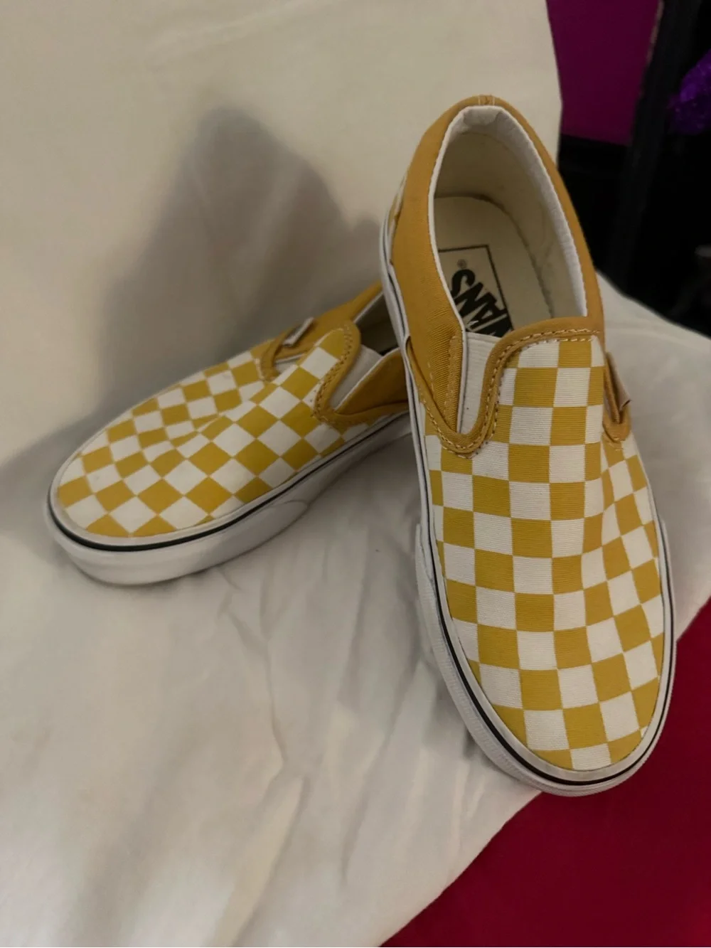Women’s Vans Classic Checkerboard Slip-On Sneakers - Yellow & White